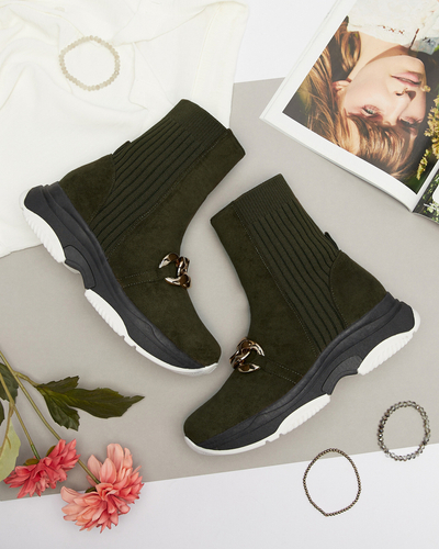 Női zöld szigetelt öko-szarvasbőr csizma Cuzitta- Lábbeli