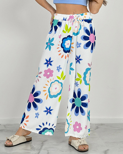 Royalfashion Női széles virágmintás szövetnadrág