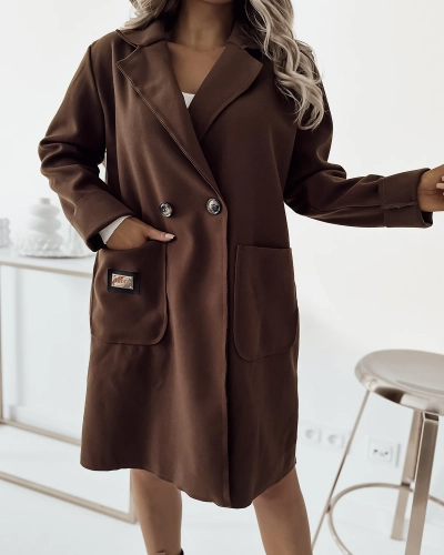 Royalfashion Barna női térdig érő kabát kabát