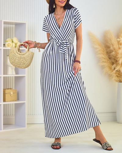 Royalfashion Női csíkos midi ruha