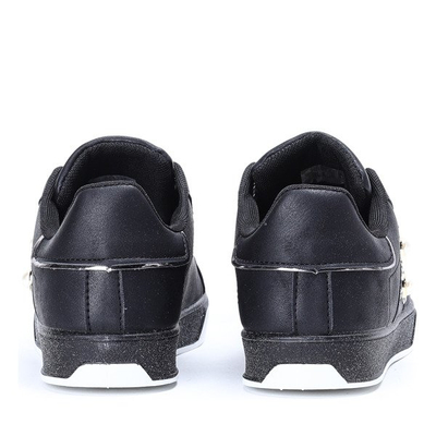 Czarne tenisówki z perełkami i cyrkoniami Emilia - Obuwie