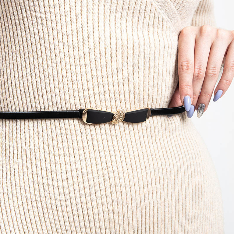 Fekete női öv masni akasztóval - Kiegészítők