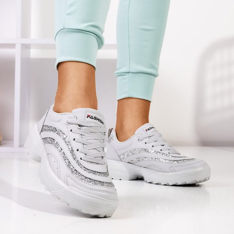 Világosszürke női sportcipő csillogással Undine - Lábbeli