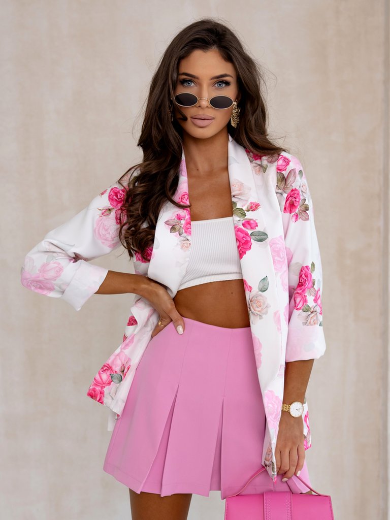 Royalfashion Női blézer zár nélkül rózsás mintával