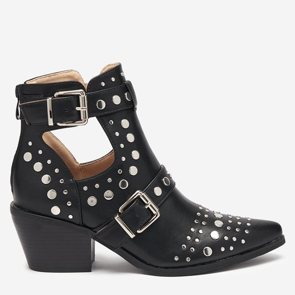 OUTLET Fekete tűsarkú csizma strasszokkal Farrcy- Footwear