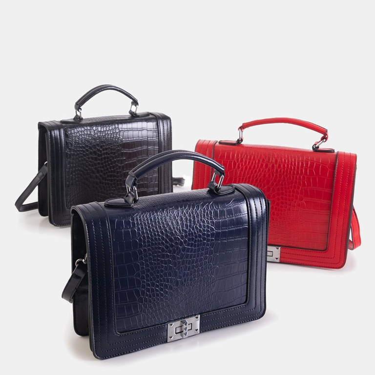 Elegáns sötétkék dombornyomott kézitáska - Táskák