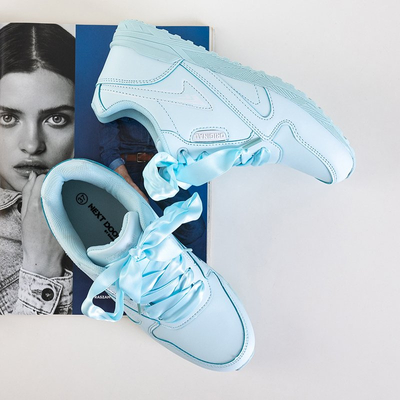 Kamela szalaggal kötött kék női sportcipő - Lábbeli