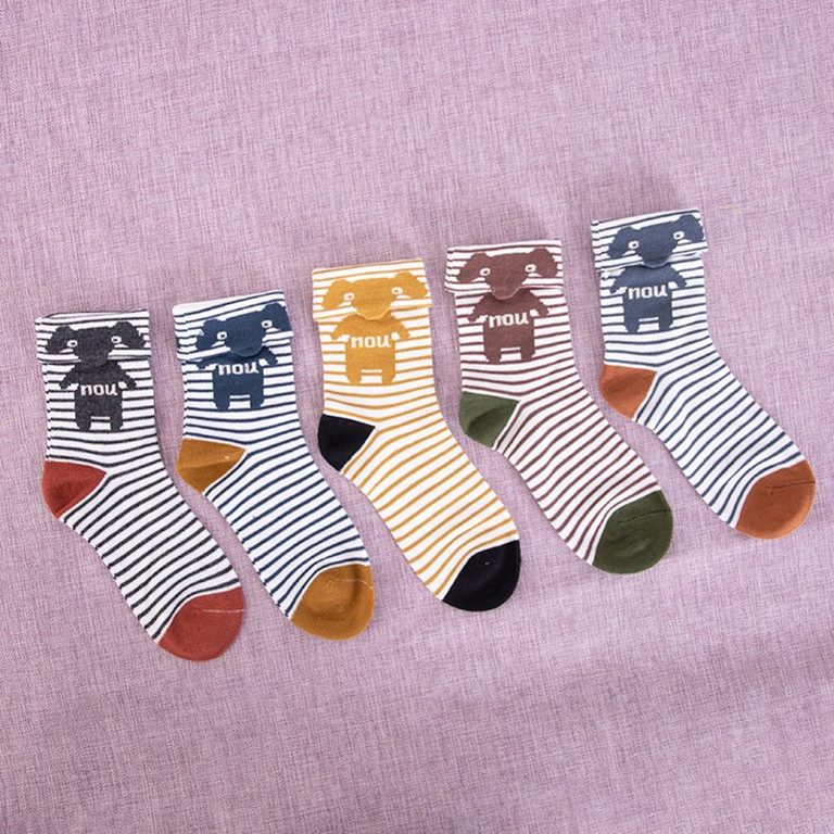 5 db / csomag többszínű csíkos zokni gyerekeknek - Zokni