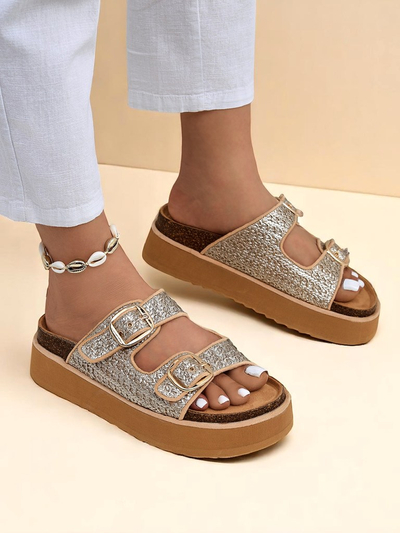 Royalfashion Női Nora fonott platform papucs