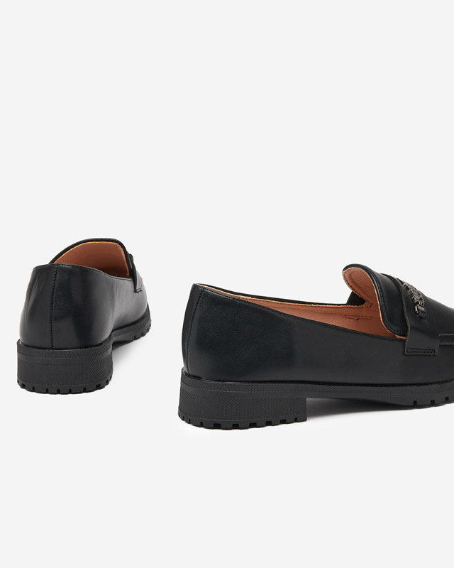 Női fekete eco-bőr naplopók Griss díszítéssel - Cipő