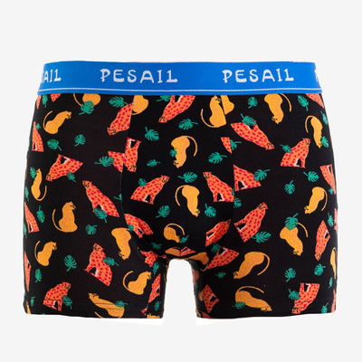 Fekete férfi boxer, színes nyomtatással - Fehérnemű