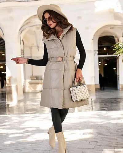 Royalfashion Hosszú női mellény a'la leather