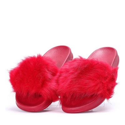 OUTLET Piros papucs szőrrel Millie- Shoes