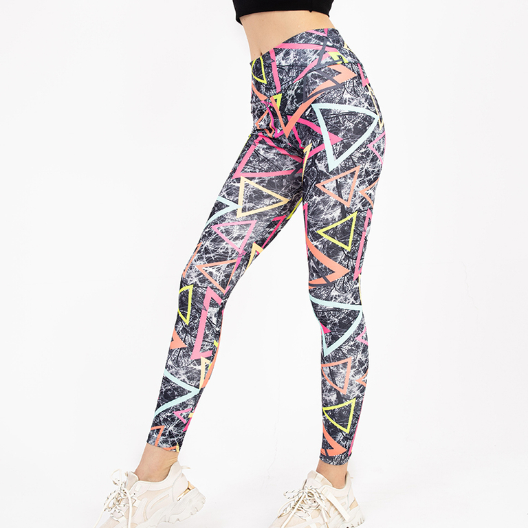 Szürke női leggings színes geometrikus mintával - Ruházat