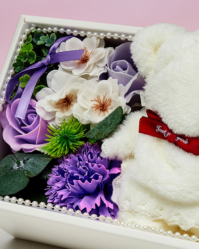 Royalfashion Flowerbox Virágok dobozban mackóval