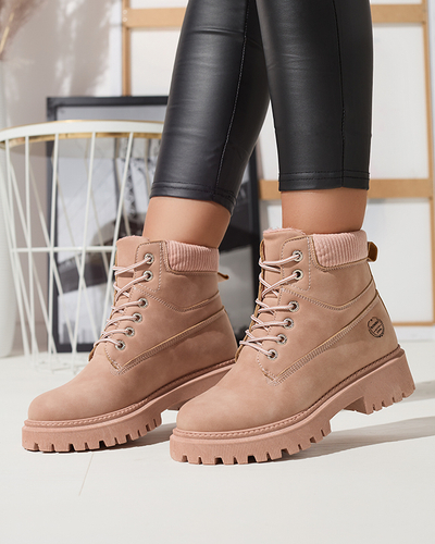 Sötét rózsaszín női szigetelt trapper csizma Teruna - Lábbeli