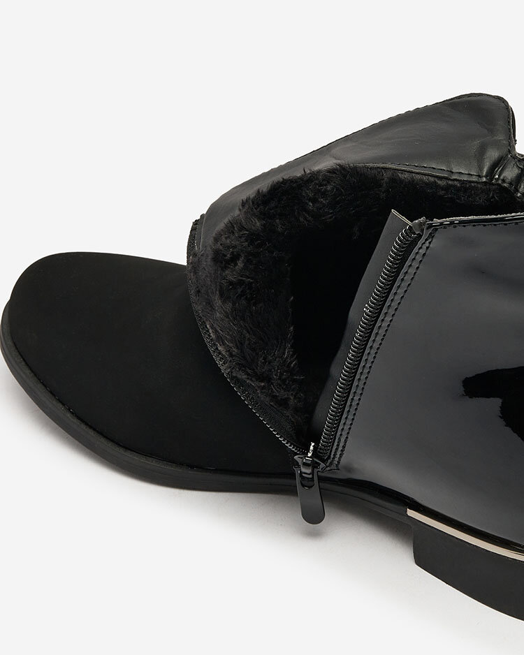 Royalfashion Fekete női csizma cirkóniával Overlissa