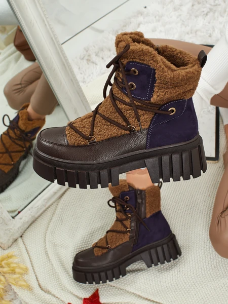 Cindora női worker bakancsok szőrmével