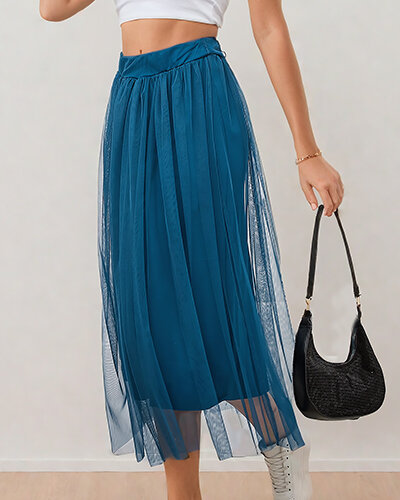 Royalfashion Női dupla rétegű midi szoknya