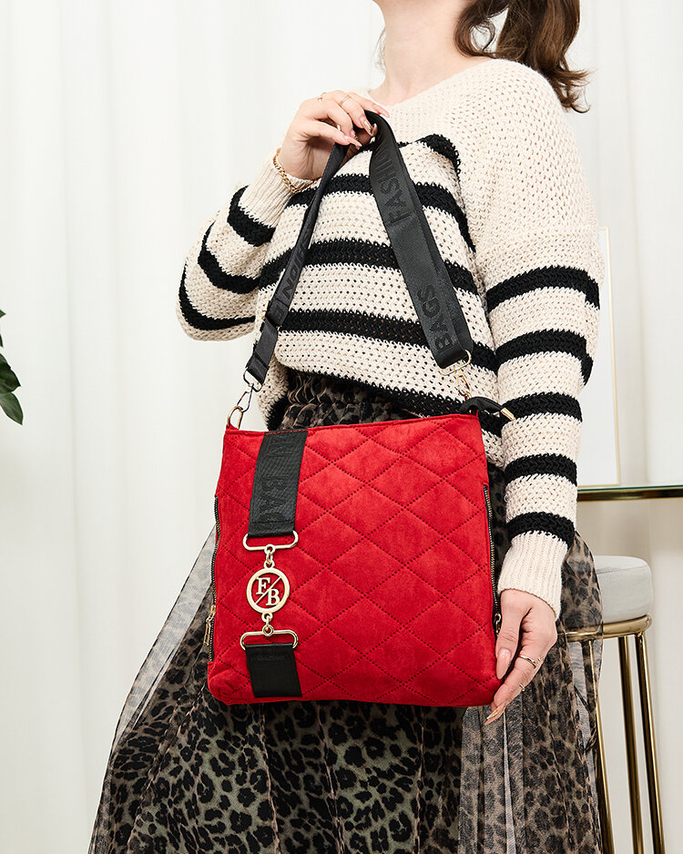 Royalfashion Piros steppelt öko-szarvasbőr női kézitáska