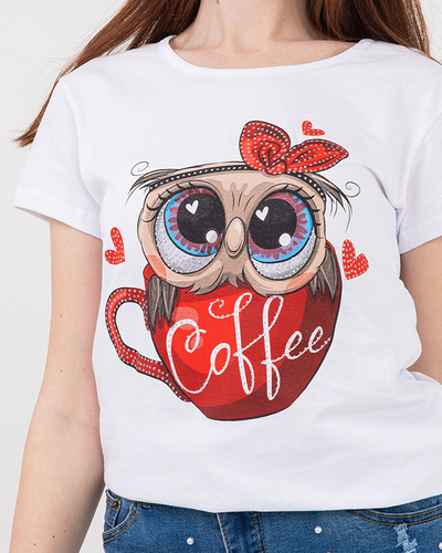 Női fehér bagolyos póló - Ruházat