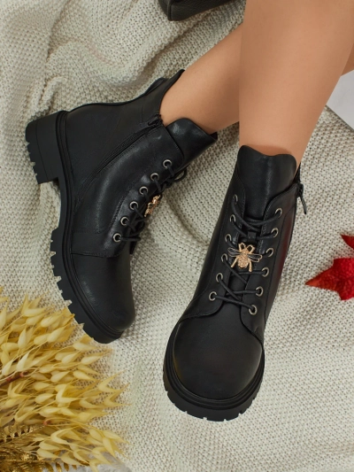 Veltih öko bőr fűzős női bokacsizma