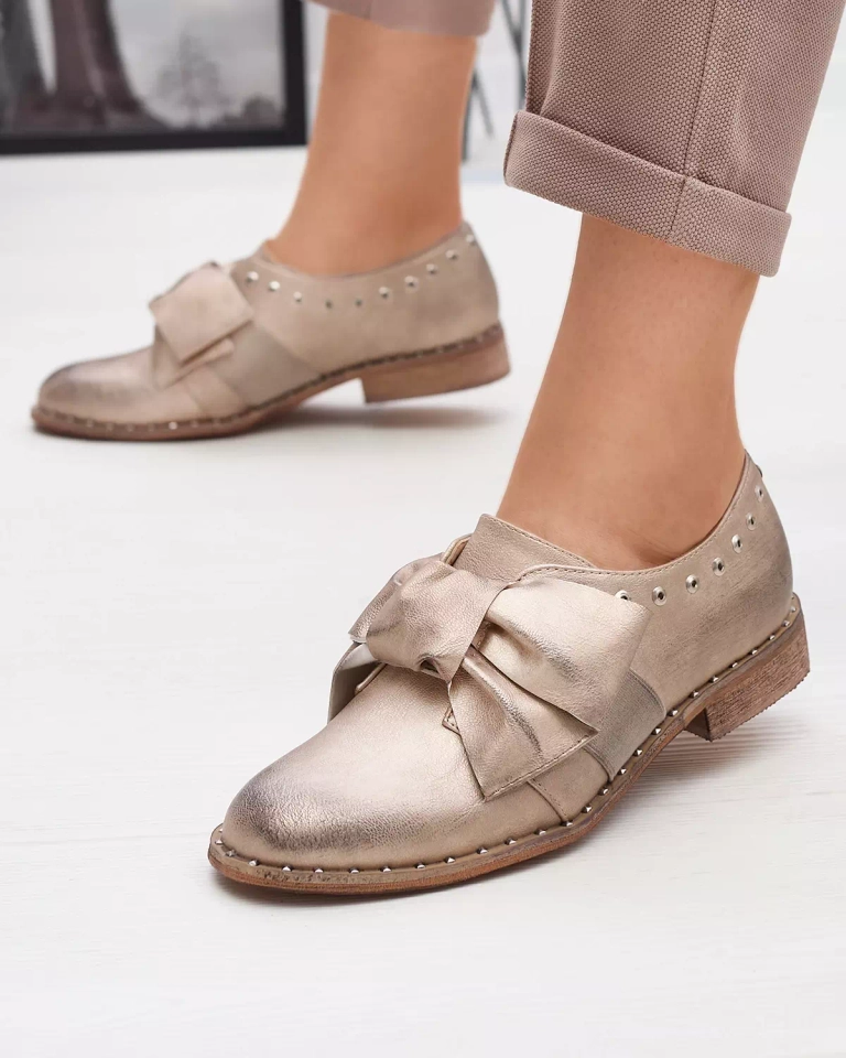 Arany női alacsony cipő Entera masnival - Lábbeli