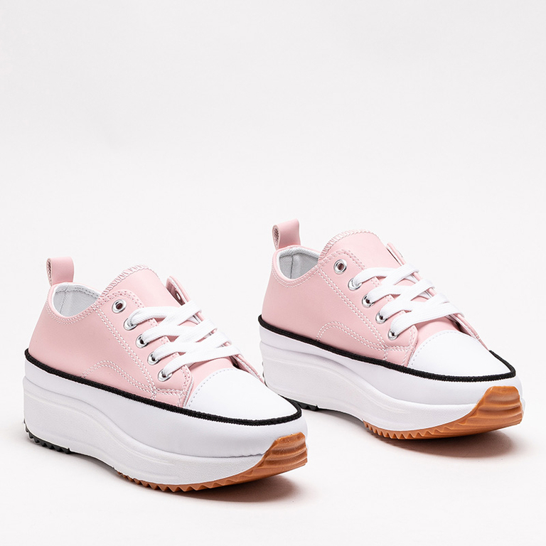 Világos rózsaszín női sportcipő a'la öko-bőr Tenemika tornacipő - Lábbeli