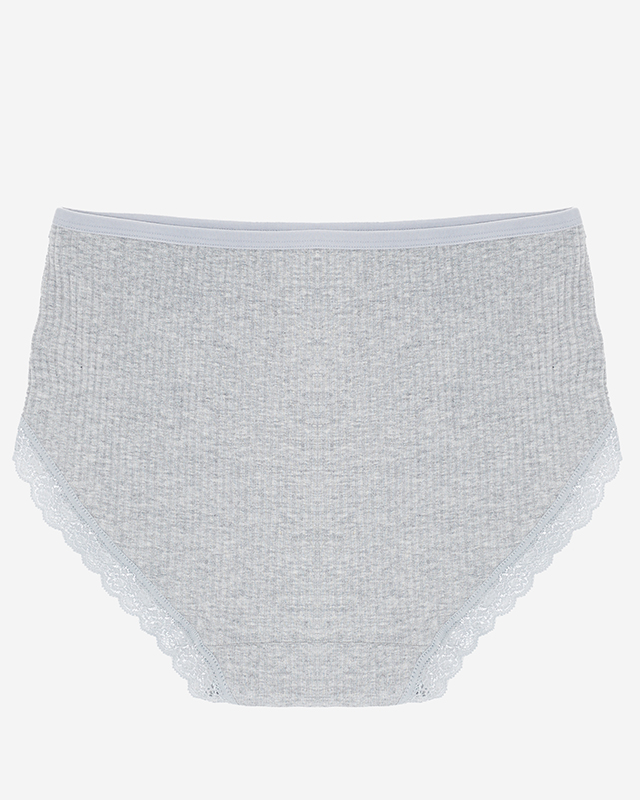 Szürke női pamut bugyi csíkos csipkével PLUSZ MÉRET - Fehérnemű