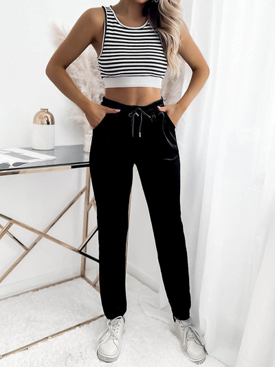 Női velúr tréningruha fekete PLUS SIZE- Ruházat