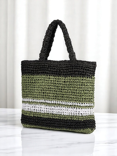 Royalfashion Nagy szalmatáska nőknek, Párizsi Csíkos