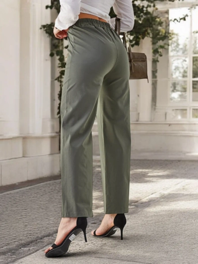 Royalfashion pamut széles női nadrág öv szerű díszítéssel