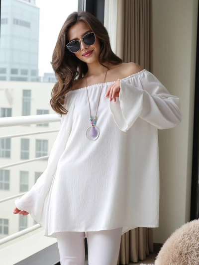 Royalfashion Női off-the-shoulder blúz fodrokkal