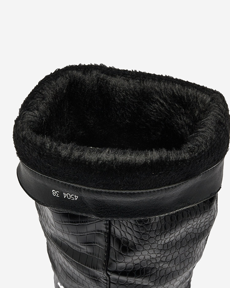 Royalfashion Fekete Telibitta dombornyomott női csizma