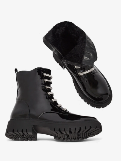 Velmini lakkozott fűzős női bokacsizma