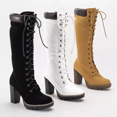 OUTLET Mustáros kötött női csizma a poszton Mastio - Lábbeli