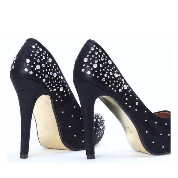 Czarne szpilki z cyrkoniami Agnessa - Obuwie