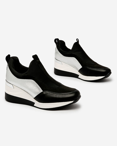 Royalfashion Ezüst-fekete női sportcipő magassarkú cipő Asillas