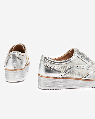 OUTLET Női ezüst bokacsizma kígyóbőr betétekkel Fin - Footwear
