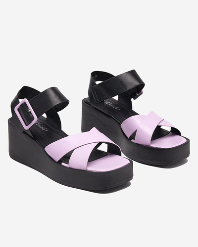 Fekete és lila női öko bőr ékszandál Scozi - cipő