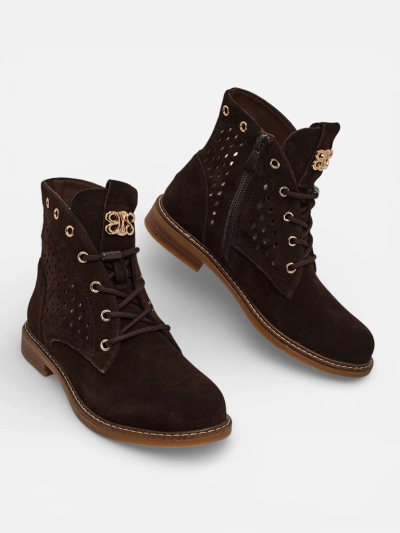 Aurelias természetes bőr áttört női bokacsizma