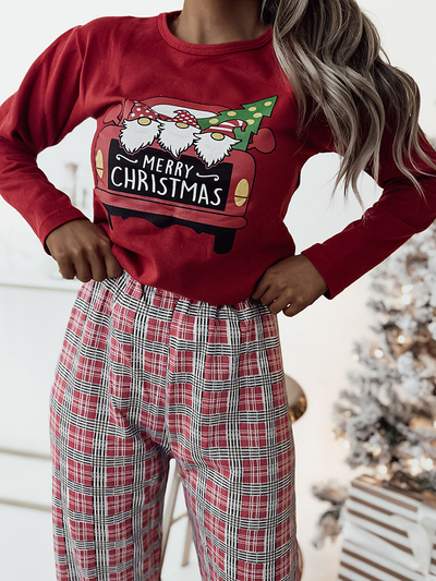 Royalfashion Piros karácsonyi női 2 részes pizsama