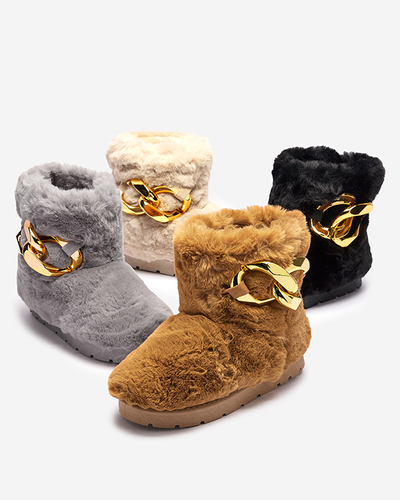 Fekete női hócsizma szőrmével Sattopa- Lábbeli