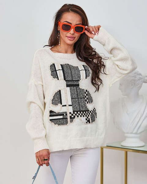 Royalfashion Cream női mackó pulóver