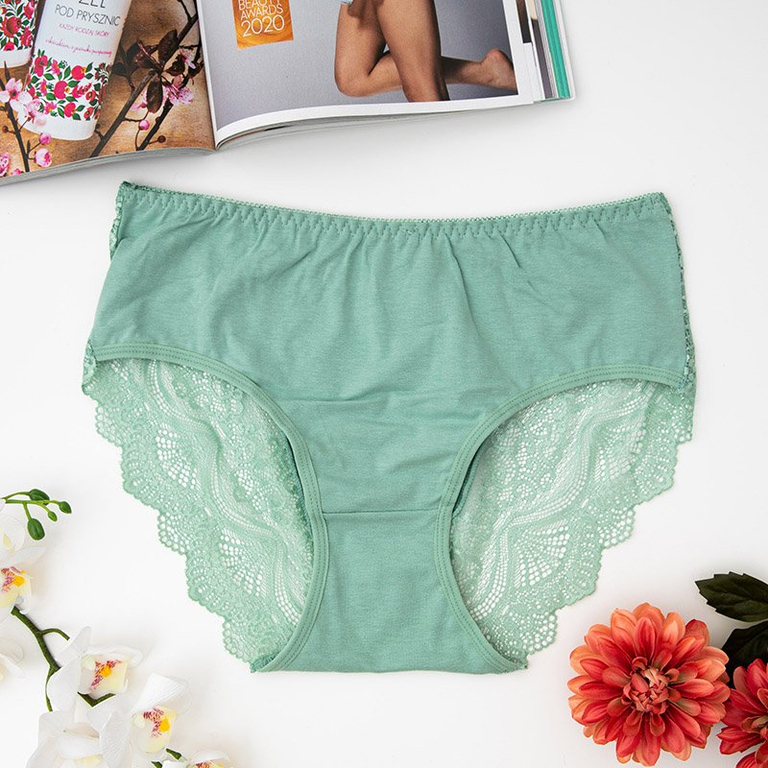 Zöld női pamut bugyi PLUS SIZE - Fehérnemű