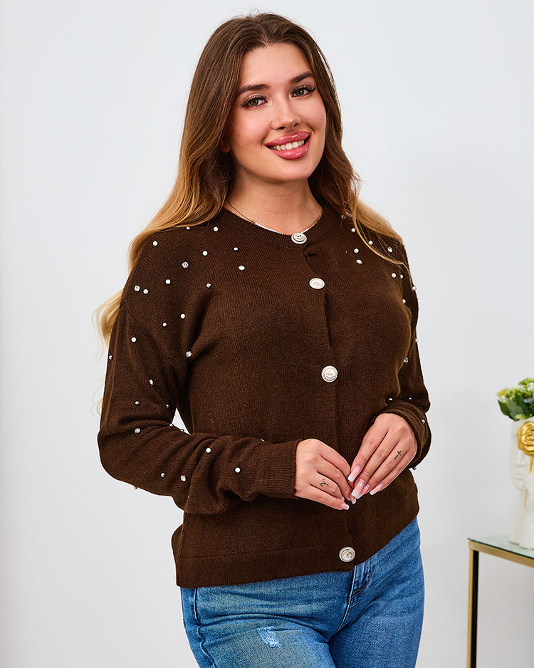 Royalfashion Piros női kigombolt pulóver