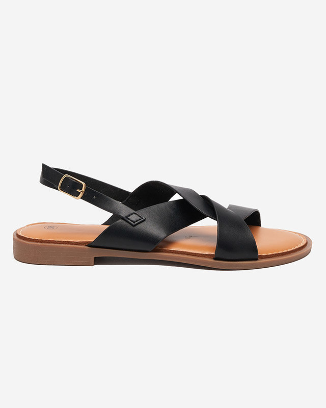 Női fekete lapos sarkú szandál Yojto- Footwear