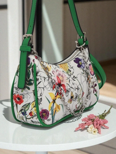 Royalfashion Kis női kézitáska, virágmintás ökobőrből, Lily Bloom