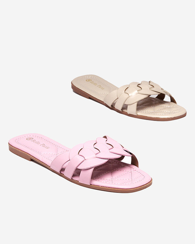 OUTLET Női papucs díszövvel bézs színben Bevedis - Lábbeli