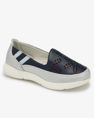 Lányok ezüst és tengerészkék slip on tornacipő Ewesgi- Footwear